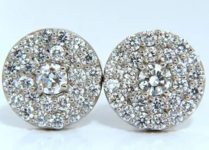 4.26ct natural round diamonds cocktail cluster earrings 14kt g.vs