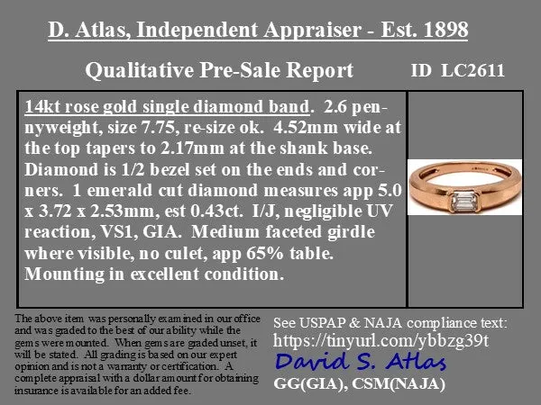 .43ct Emerald Cut Diamond Band