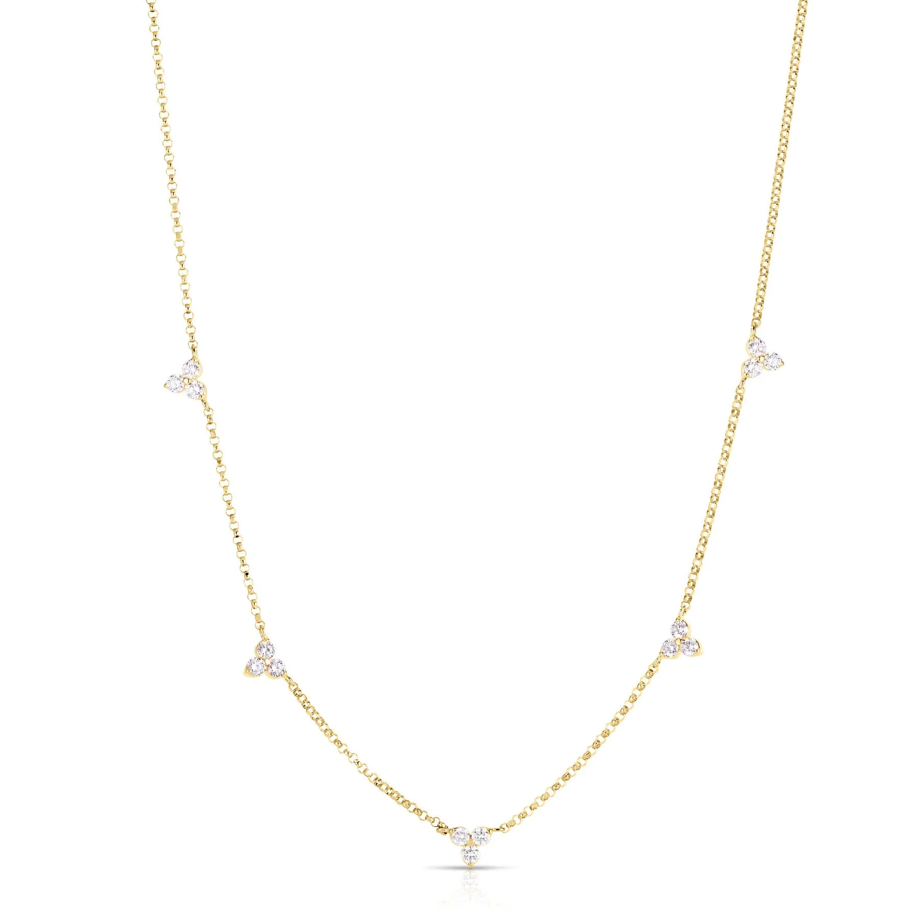 5 3-Stone Diamond Station Necklace