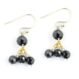 5 mm Round Shape Black Diamond Dangler Earrings In 925 Silver, Beautiful Design with Great Gift