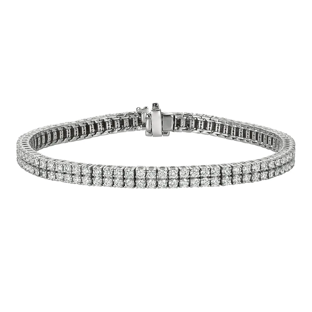 5.00 Carat Natural Diamond 2 Rows Tennis Bracelet G SI 14K White Gold 7''