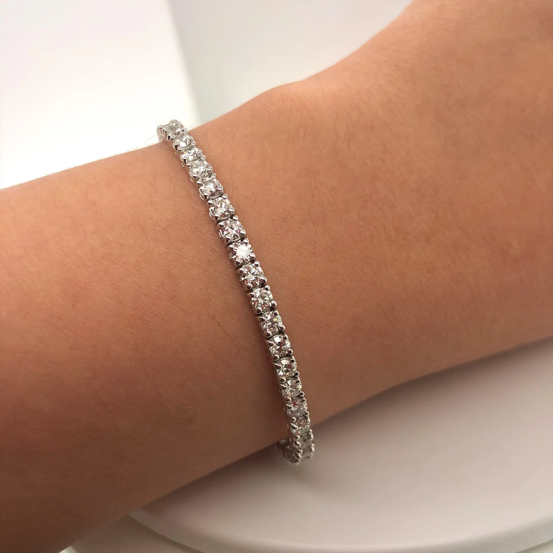 5.35 Carat Natural Diamond Tennis Bracelet G SI 14K White Gold 7.5 inches