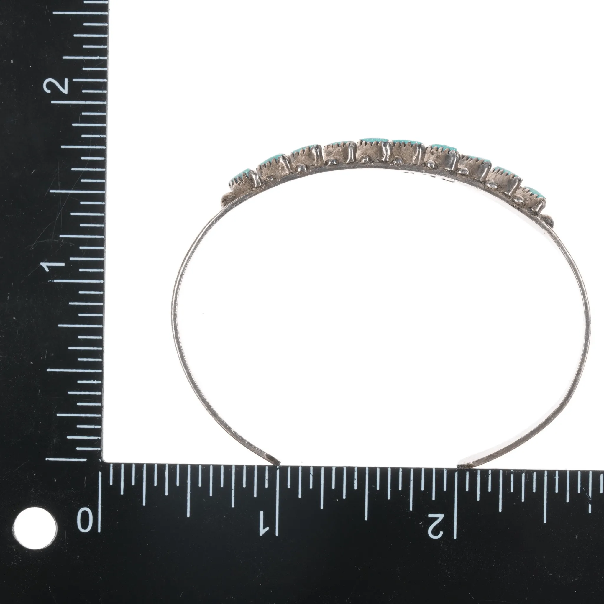 6.12" ALP Zuni sterling and turquoise needlepoint cuff bracelet