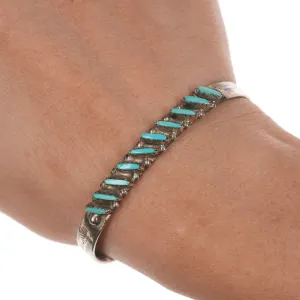6.12" ALP Zuni sterling and turquoise needlepoint cuff bracelet