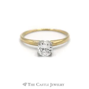 .65ct Round Brilliant Cut Diamond Solitaire Engagement Ring in 14k Yellow Gold