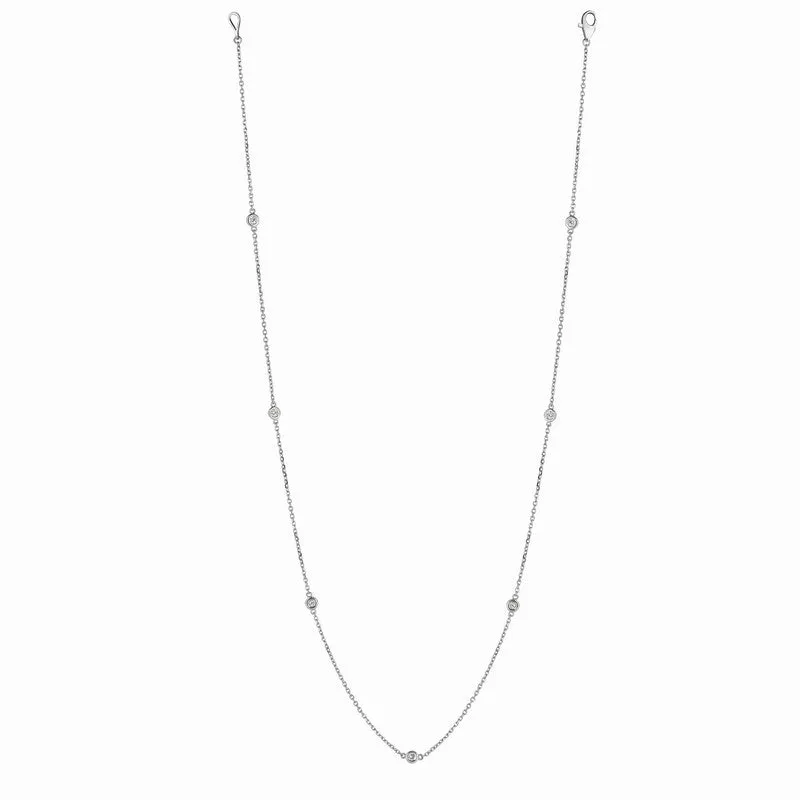 7 POINTER 7 STATION 18″ DIAMOND NECKLACE 14K WHITE GOLD (0.5 CTW)