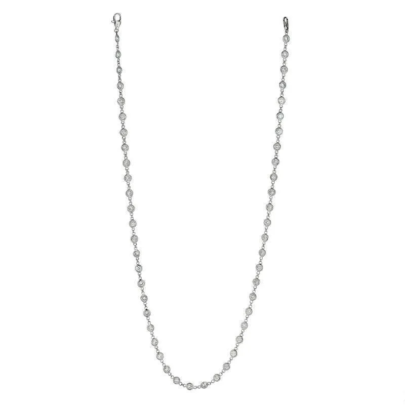 7.55 Carat Diamond by the Yard Necklace G SI 14K White Gold 18 inches 15 pointer