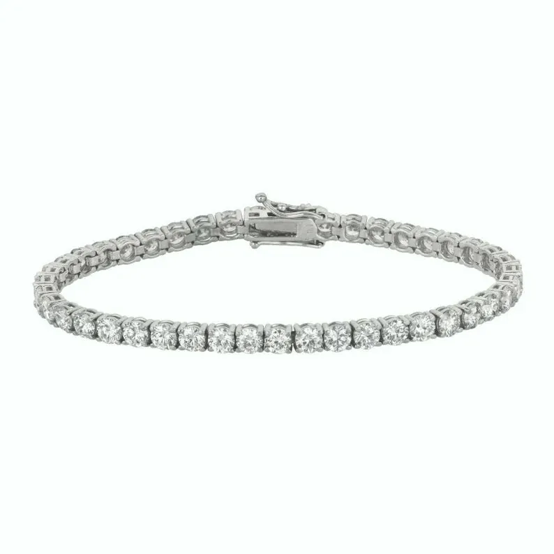 8.00 Carat Natural Diamond Tennis Bracelet G SI 14K White Gold 7'' 44 stones