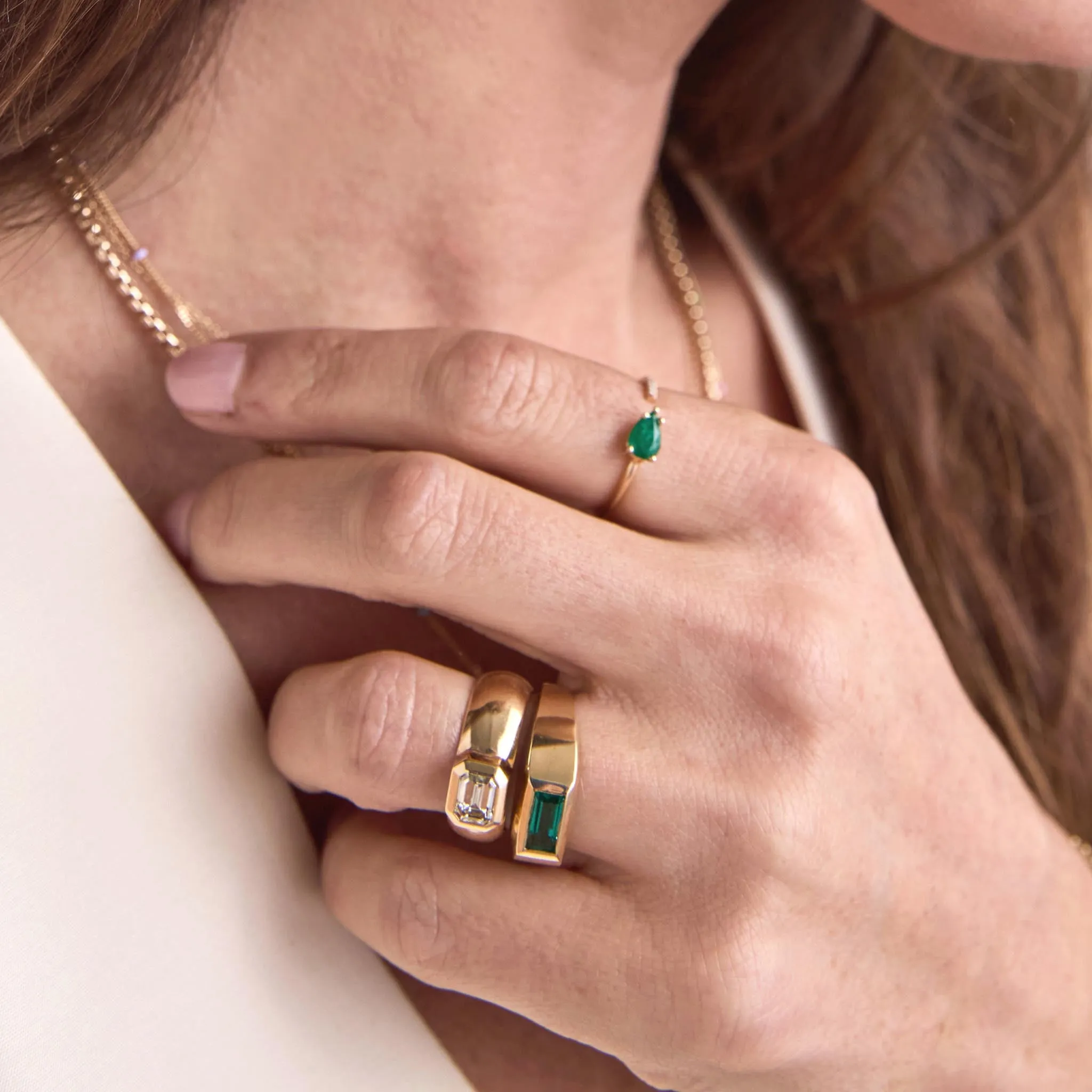 .90 ctw Emerald Cut Diamond Half Round Band Ring - SALE
