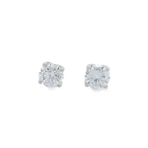 9ct White Gold 4mm Round Lab Grown Diamond Stud Earrings TDW= 0.50ct