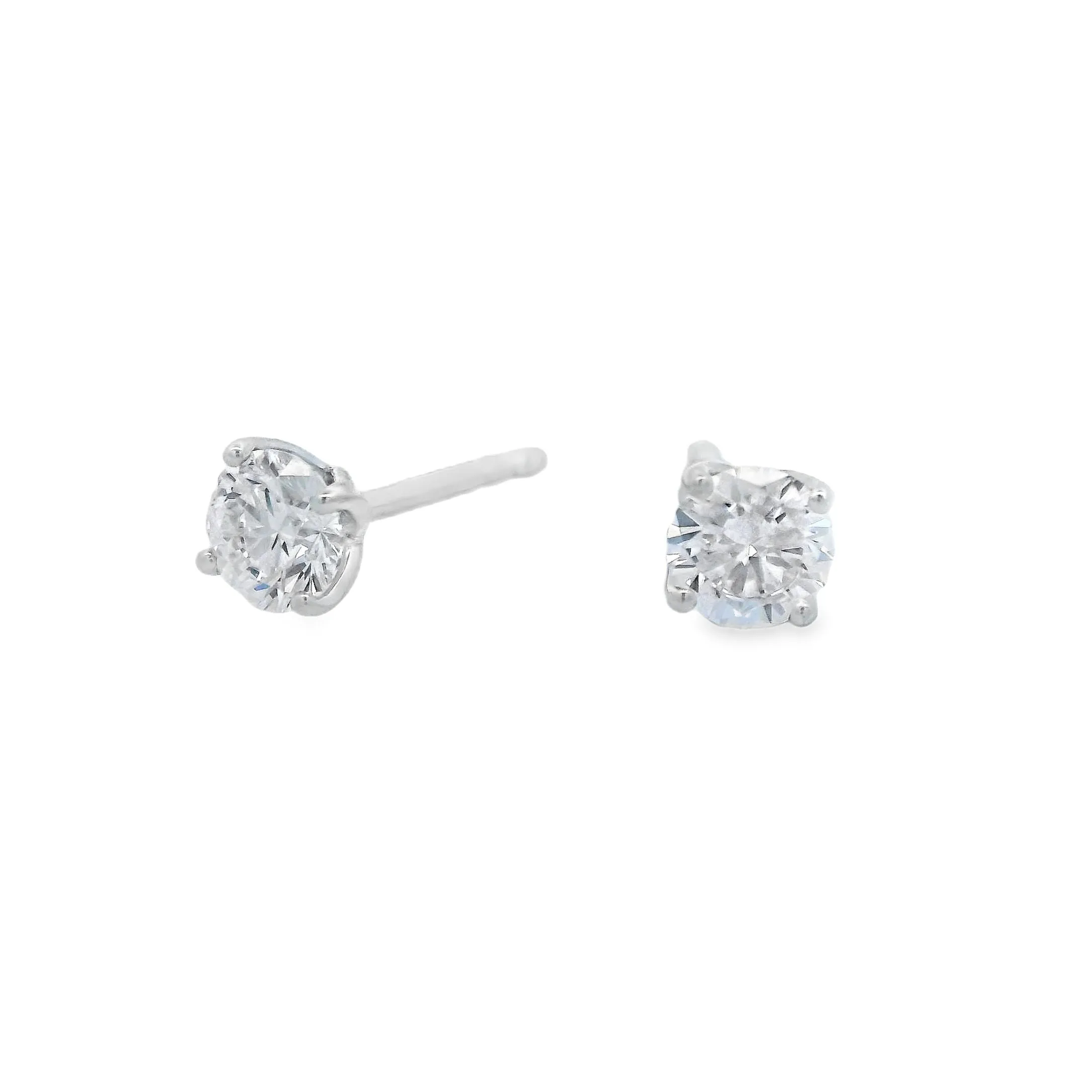 9ct White Gold 4mm Round Lab Grown Diamond Stud Earrings TDW= 0.50ct