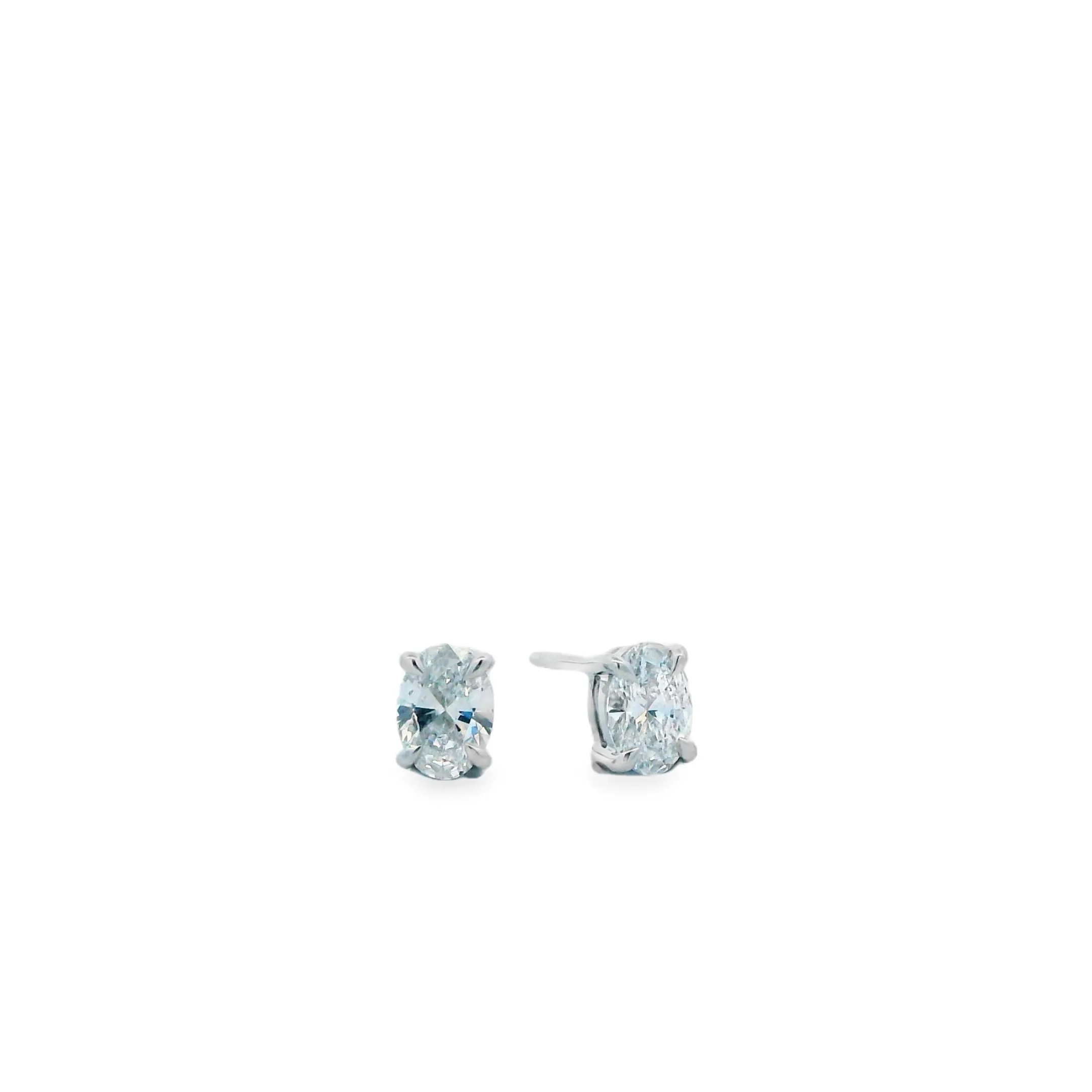 9ct White Gold Oval Cut Lab Grown Diamond Stud Earrings TDW 2=1.0ct