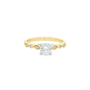 9ct Yellow and White Gold Round Brilliant Lab Grown Diamond Engagement Ring TDW= 0.57ct