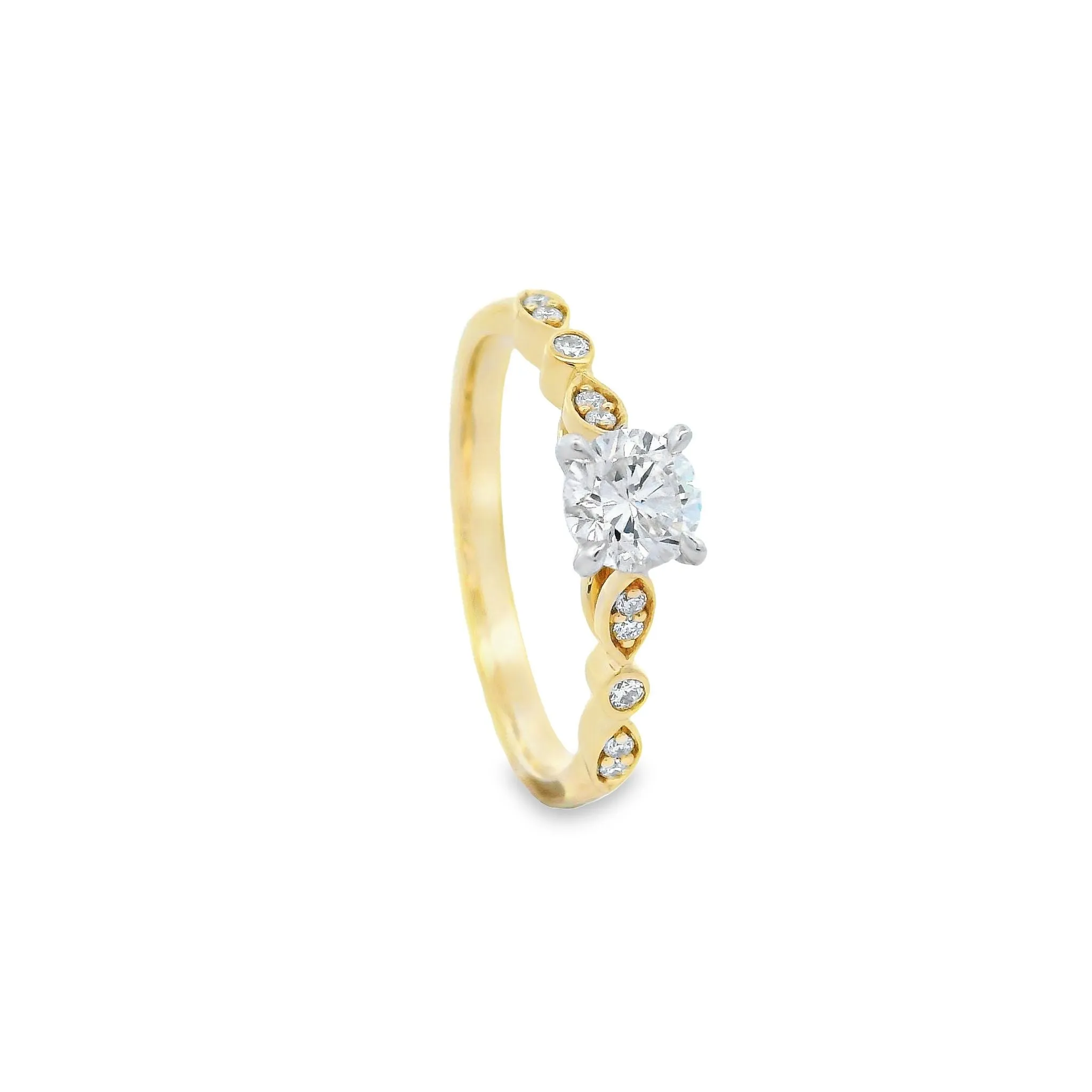 9ct Yellow and White Gold Round Brilliant Lab Grown Diamond Engagement Ring TDW= 0.57ct
