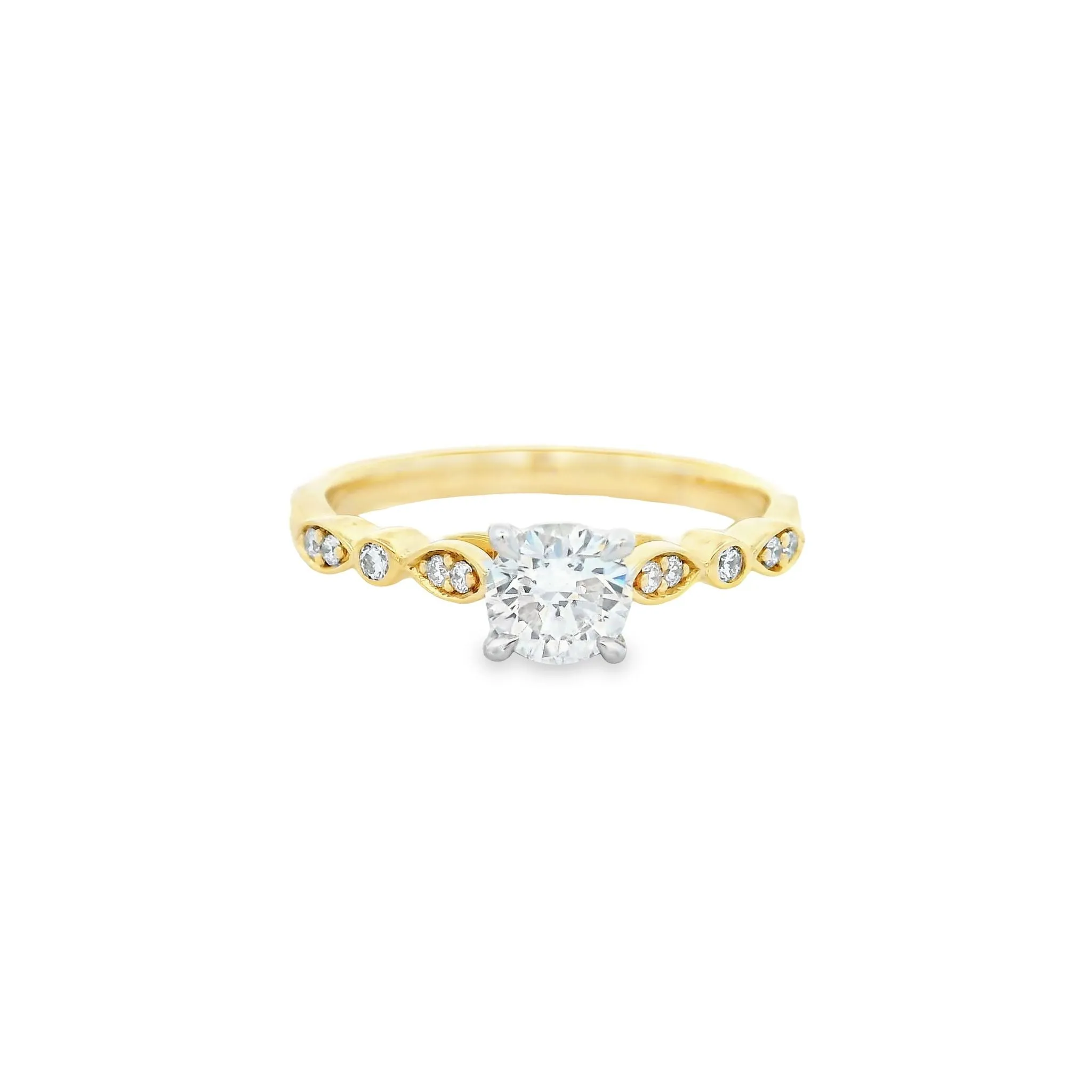 9ct Yellow and White Gold Round Brilliant Lab Grown Diamond Engagement Ring TDW= 0.57ct