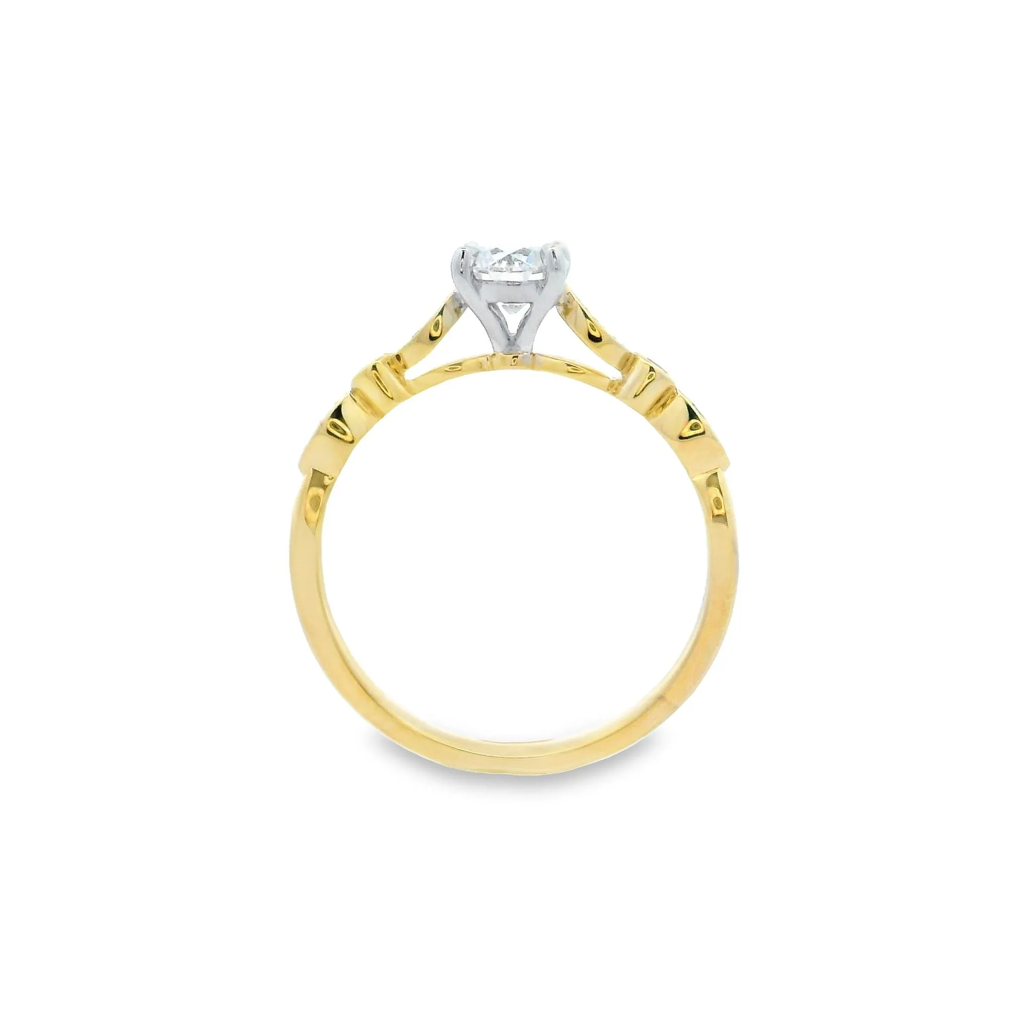 9ct Yellow and White Gold Round Brilliant Lab Grown Diamond Engagement Ring TDW= 0.57ct