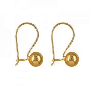 9ct Yellow Gold 6mm Plain Euro Ball Earrings