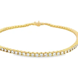 9ct Yellow Gold Claw Set Lab Grown Diamond Tennis Bracelet TDW= 2.50ct Approx
