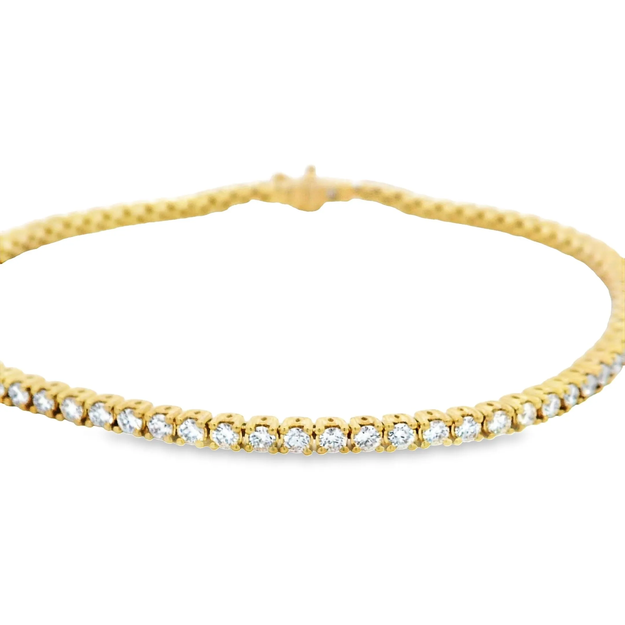 9ct Yellow Gold Claw Set Lab Grown Diamond Tennis Bracelet TDW= 2.50ct Approx
