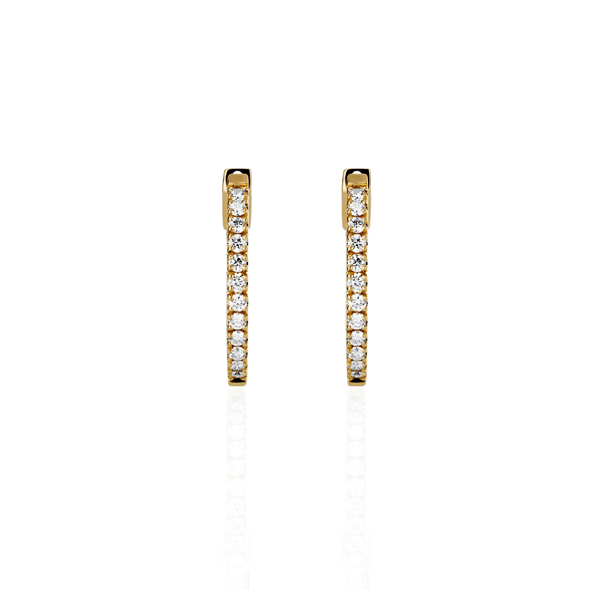 9ct Yellow Gold Inside/Outside Lab Grown Diamond Hoop Earrings TDW= 0.50ct