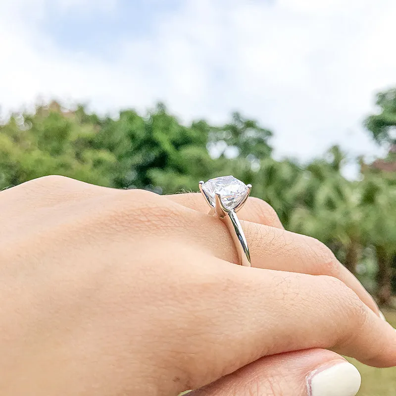 Ainuoshi Cushion White Created Diamond Solitaire Ring