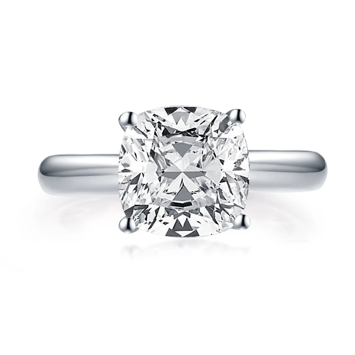 Ainuoshi Cushion White Created Diamond Solitaire Ring