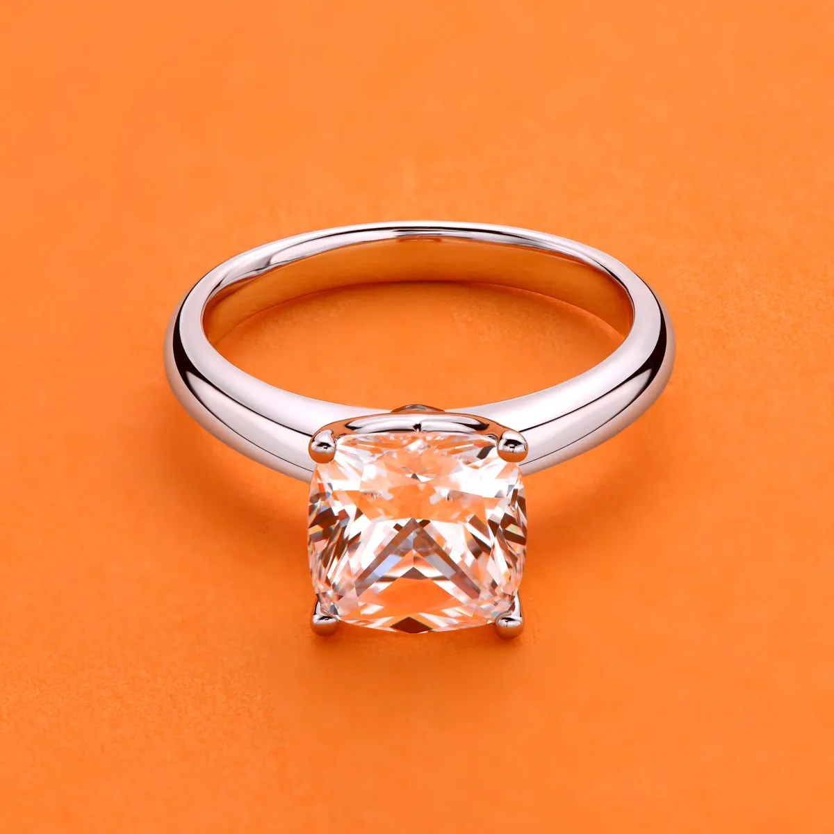 Ainuoshi Cushion White Created Diamond Solitaire Ring