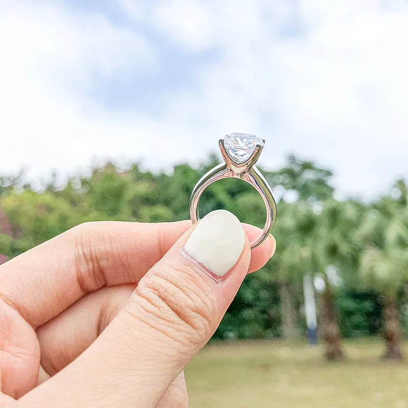 Ainuoshi Cushion White Created Diamond Solitaire Ring