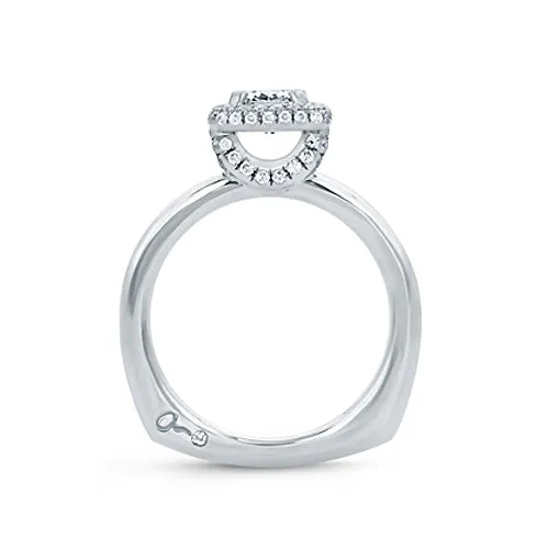 A.JAFFE 14K White Gold Emerald Cut Delicate Pave Bridal Engagement Ring MES673
