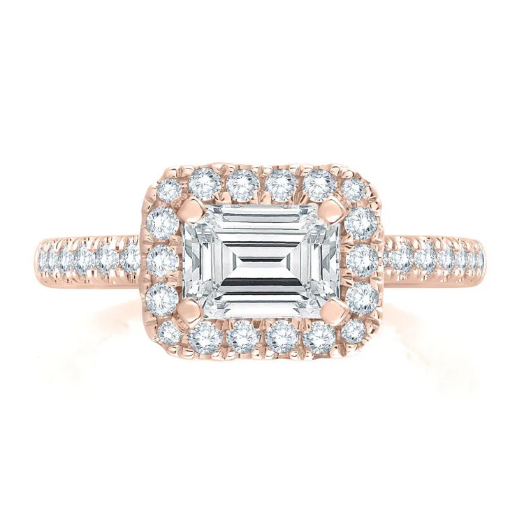 A.JAFFE 18K Rose Gold Emerald Cut Pirouette Engagement Ring ME2265Q/141