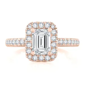 A.JAFFE 18K Rose Gold Emerald Cut Pirouette Engagement Ring ME2265Q/141