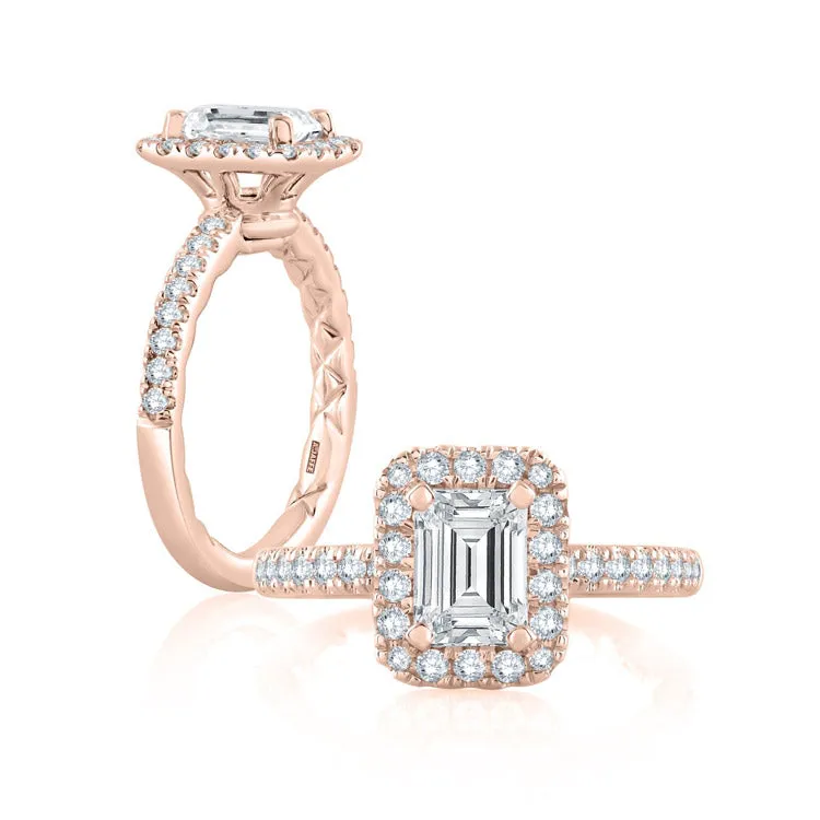 A.JAFFE 18K Rose Gold Emerald Cut Pirouette Engagement Ring ME2265Q/141