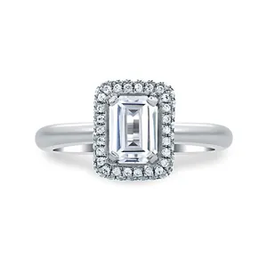 A.JAFFE Emerald Cut Delicate Pave Bridal Engagement Ring MES673/134