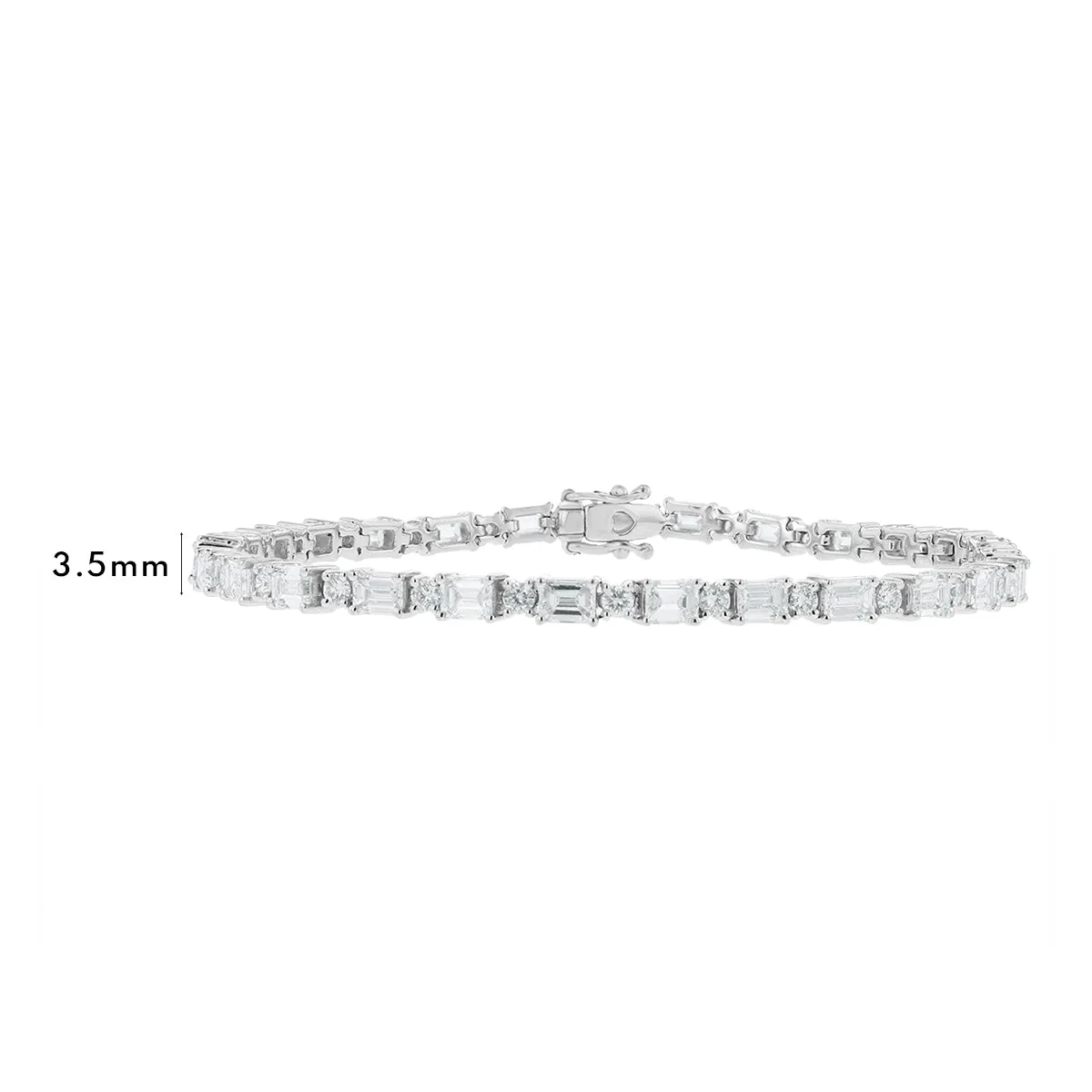 Alternating Round & Emerald Cut Diamond Tennis Bracelet