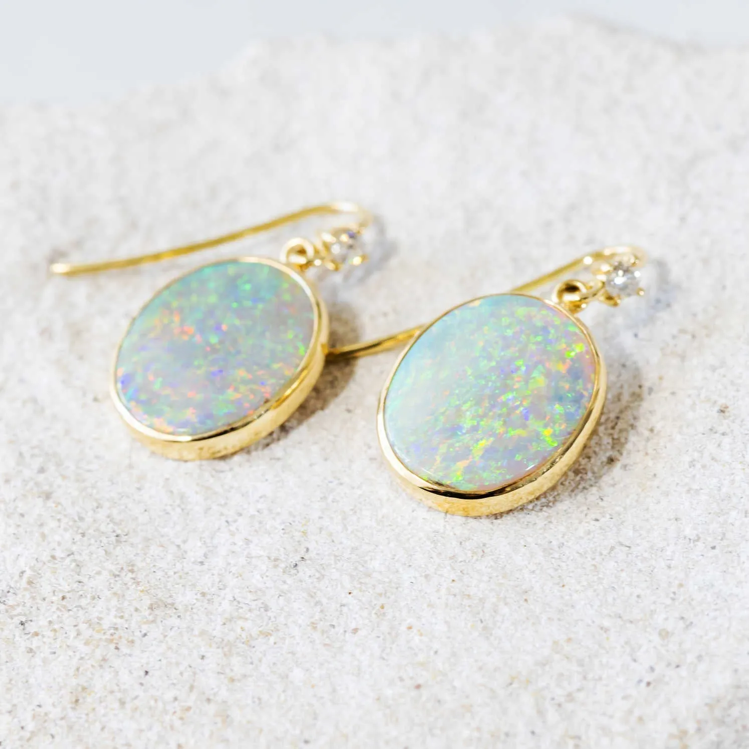 'Amelia' Crystal Opal Earrings 18ct Gold
