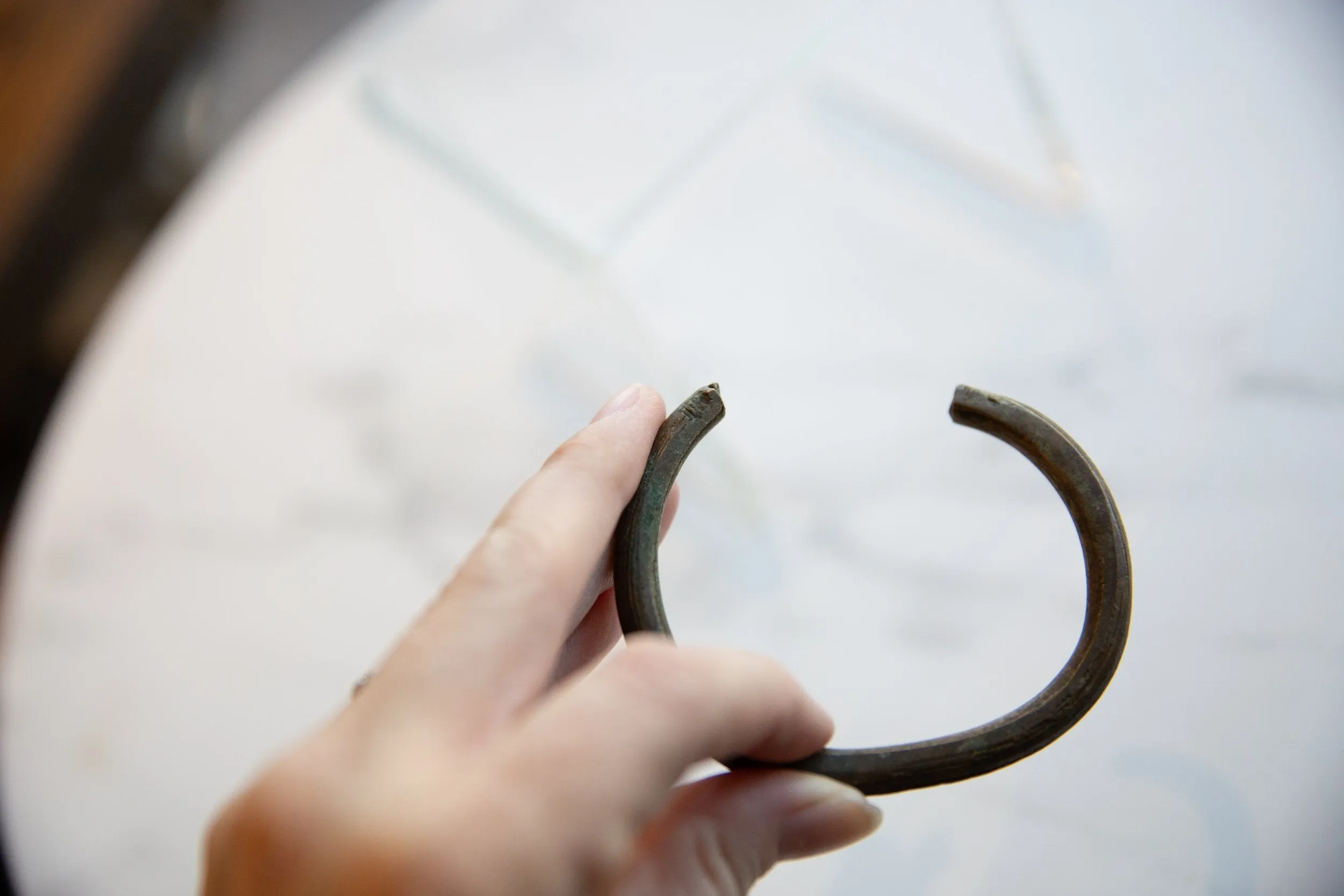 Antique African Bronze Striped Cuff Bracelet