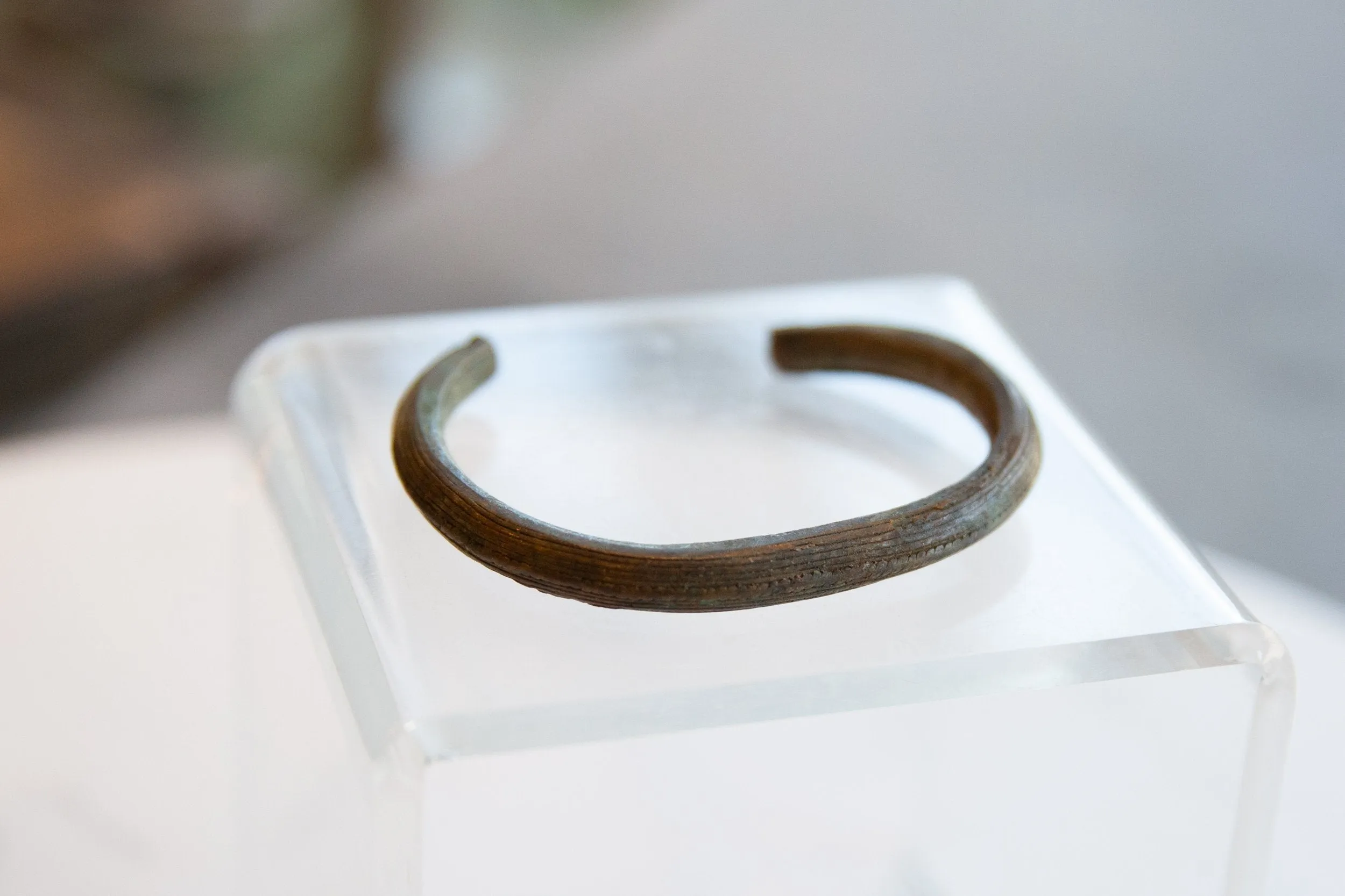 Antique African Bronze Striped Cuff Bracelet