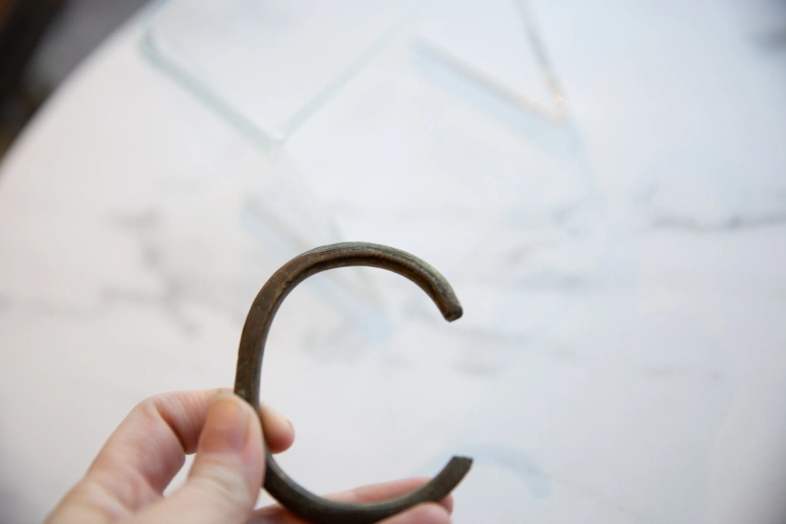 Antique African Bronze Striped Cuff Bracelet