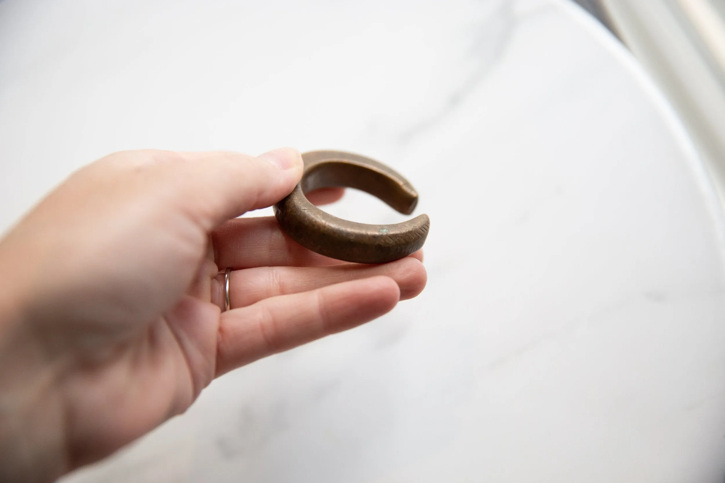 Antique African Child's Bronze Snake Cuff Bracelet