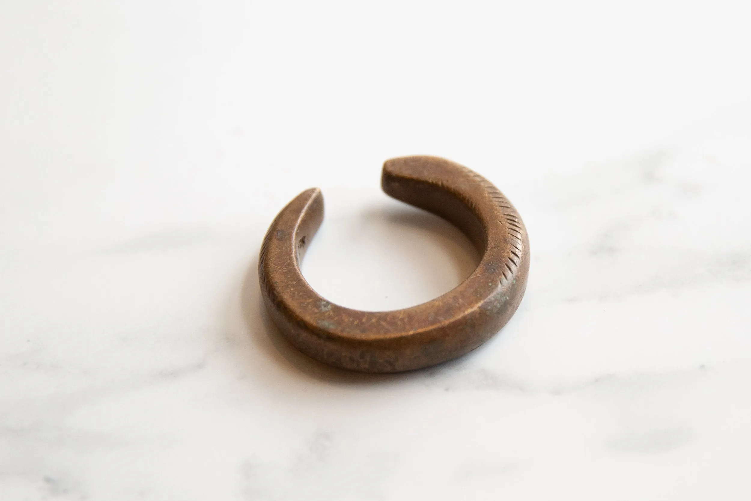 Antique African Child's Bronze Snake Cuff Bracelet