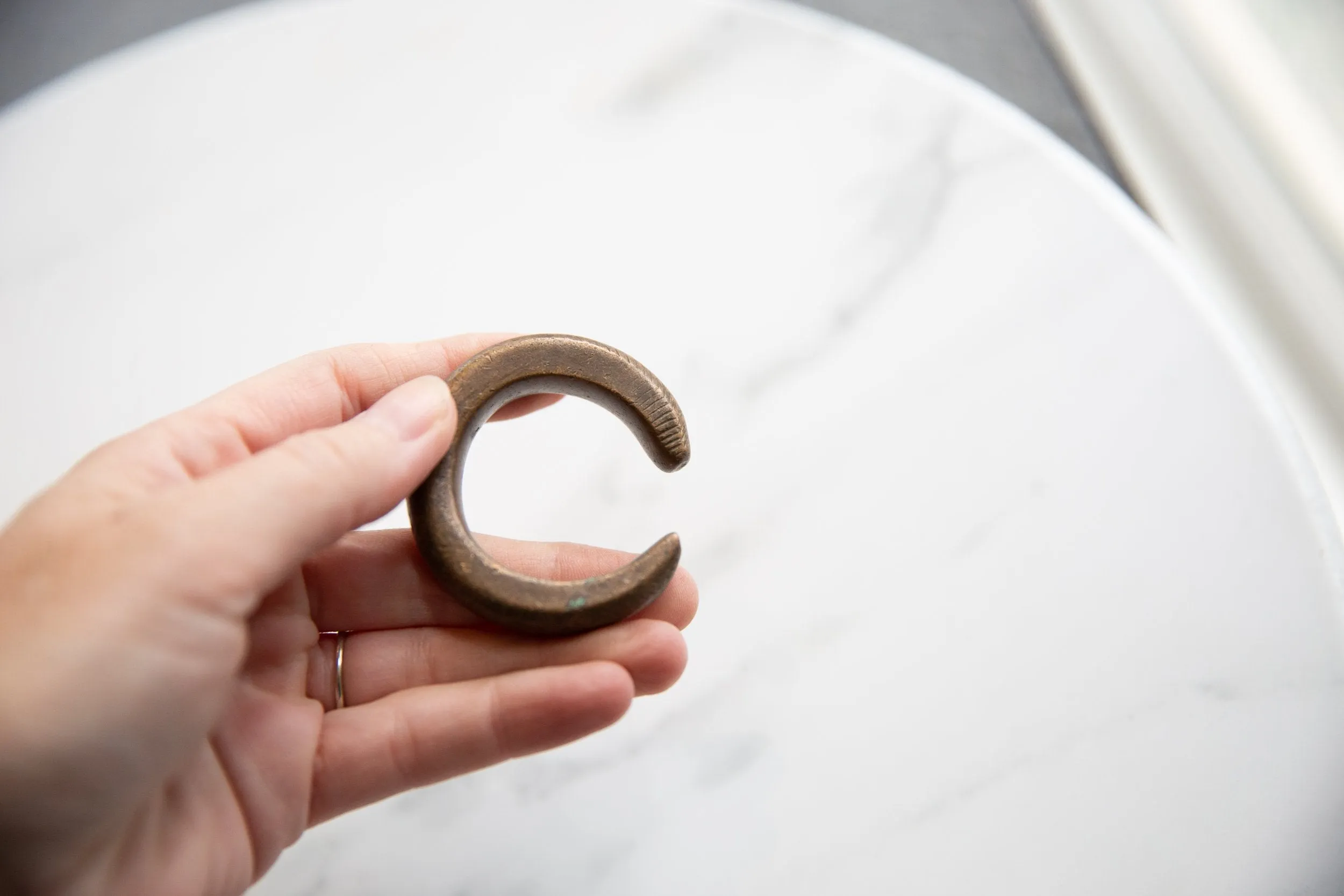 Antique African Child's Bronze Snake Cuff Bracelet