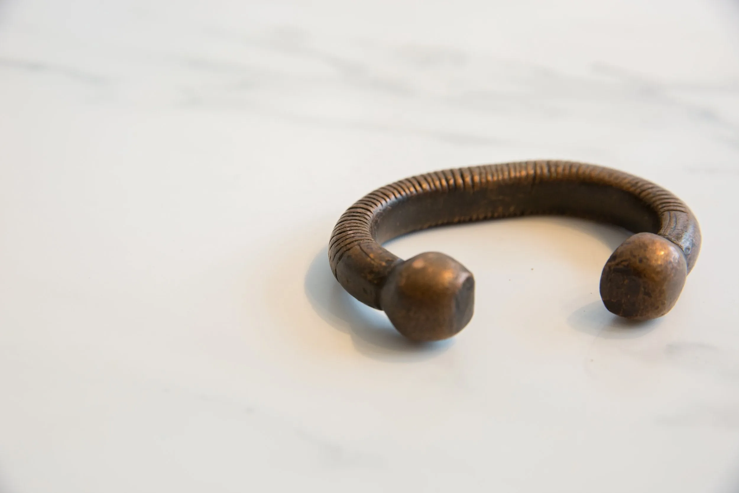 Antique African Copper Alloy Snake Cuff Bracelet