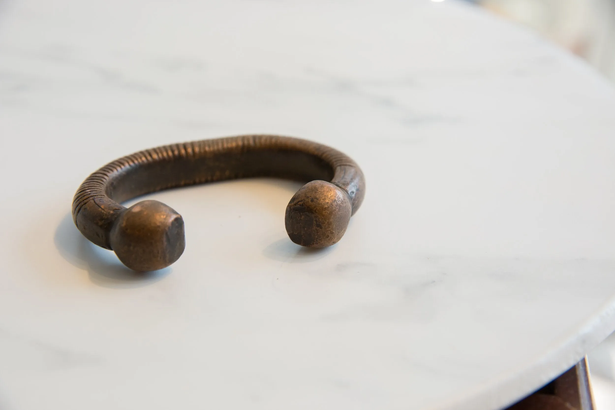 Antique African Copper Alloy Snake Cuff Bracelet