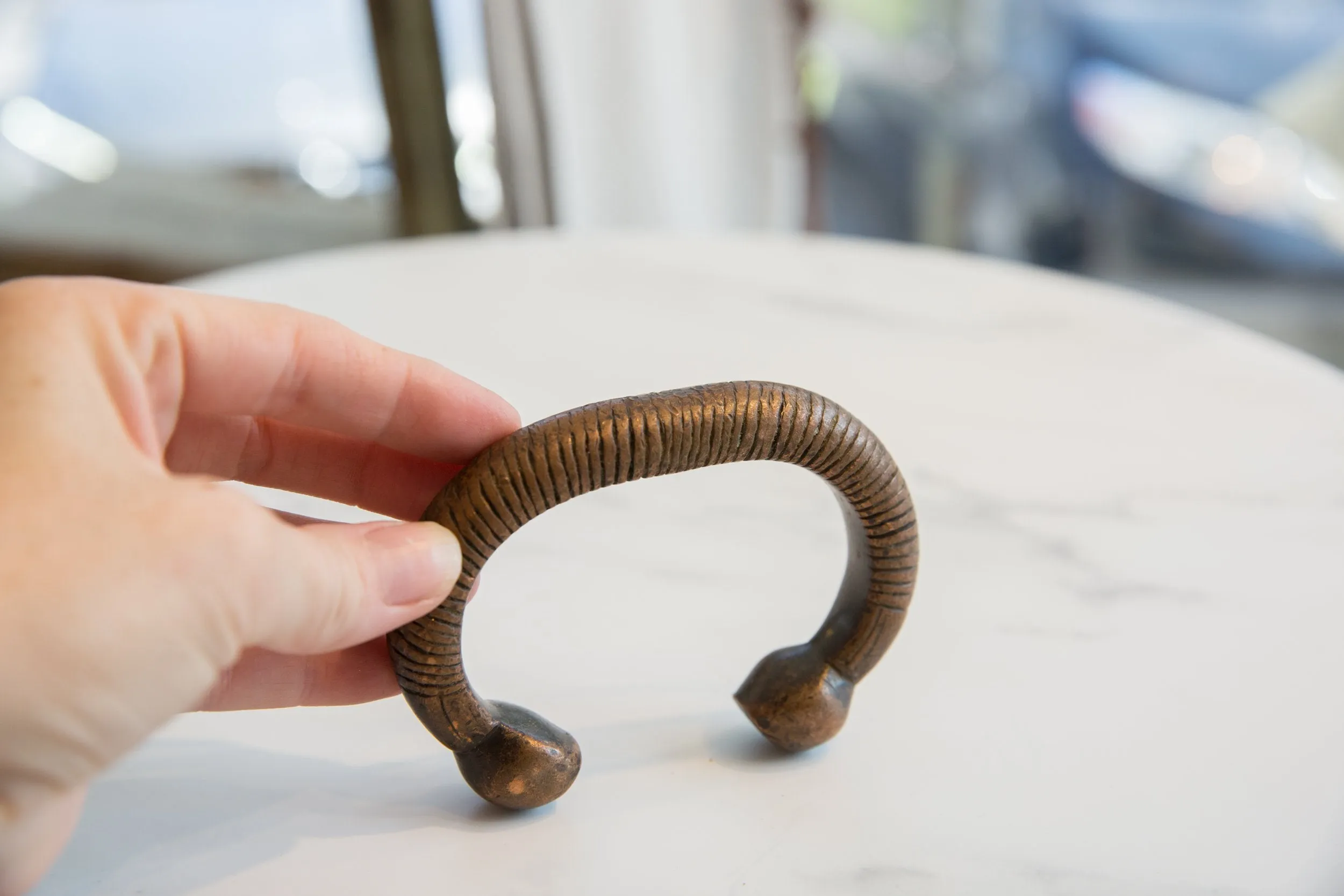 Antique African Copper Alloy Snake Cuff Bracelet
