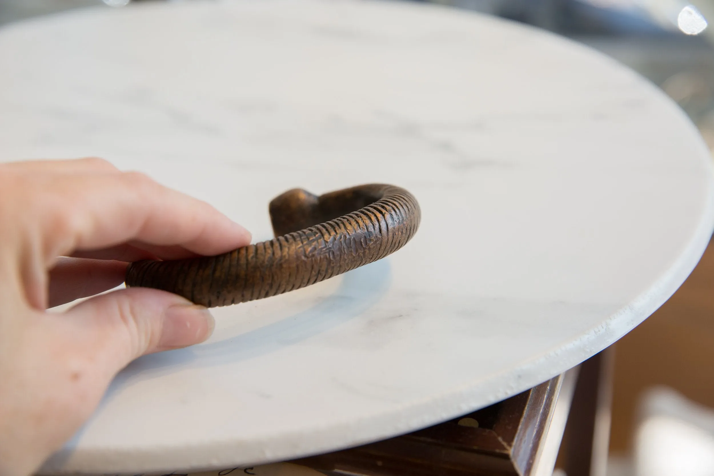 Antique African Copper Alloy Snake Cuff Bracelet