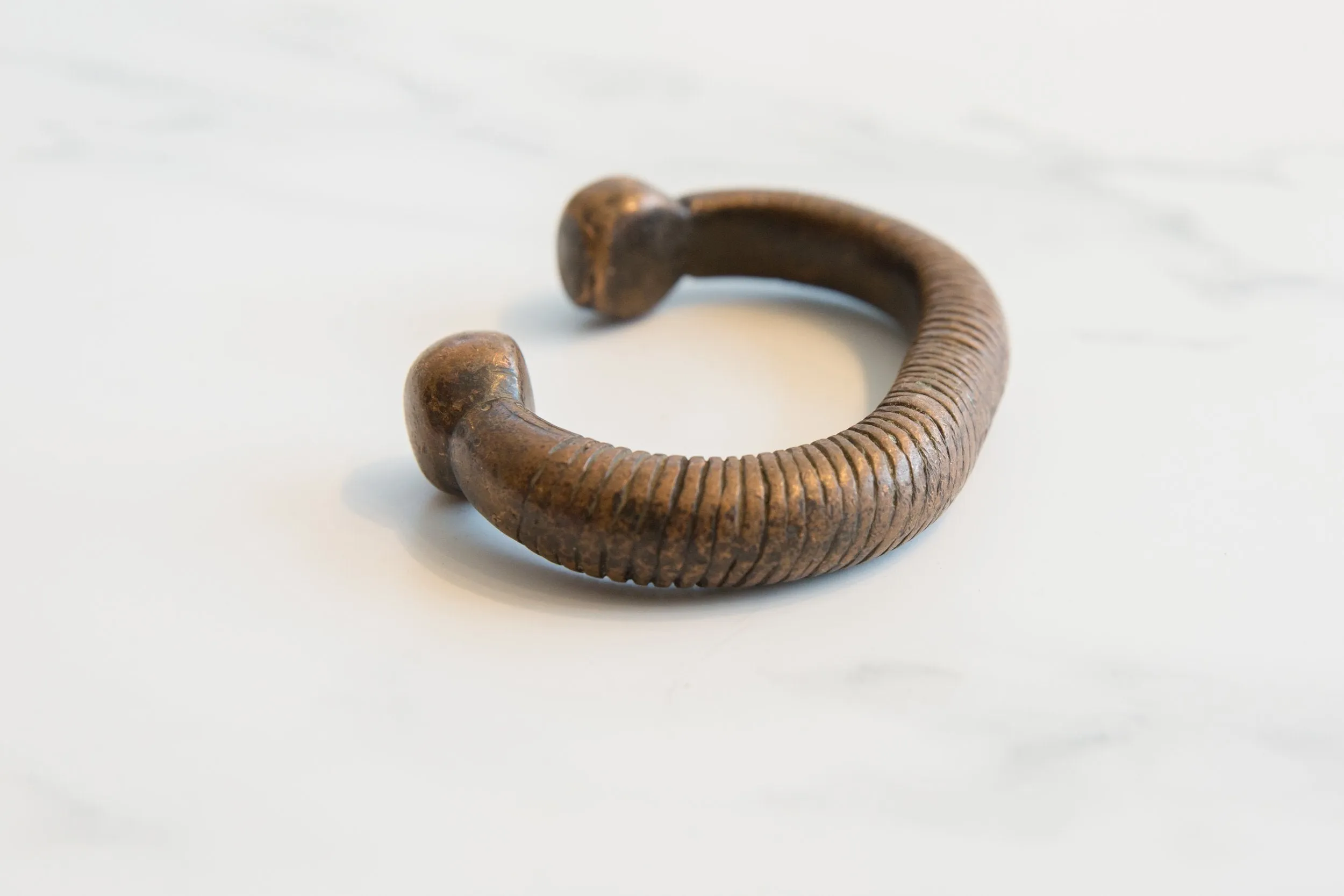 Antique African Copper Alloy Snake Cuff Bracelet