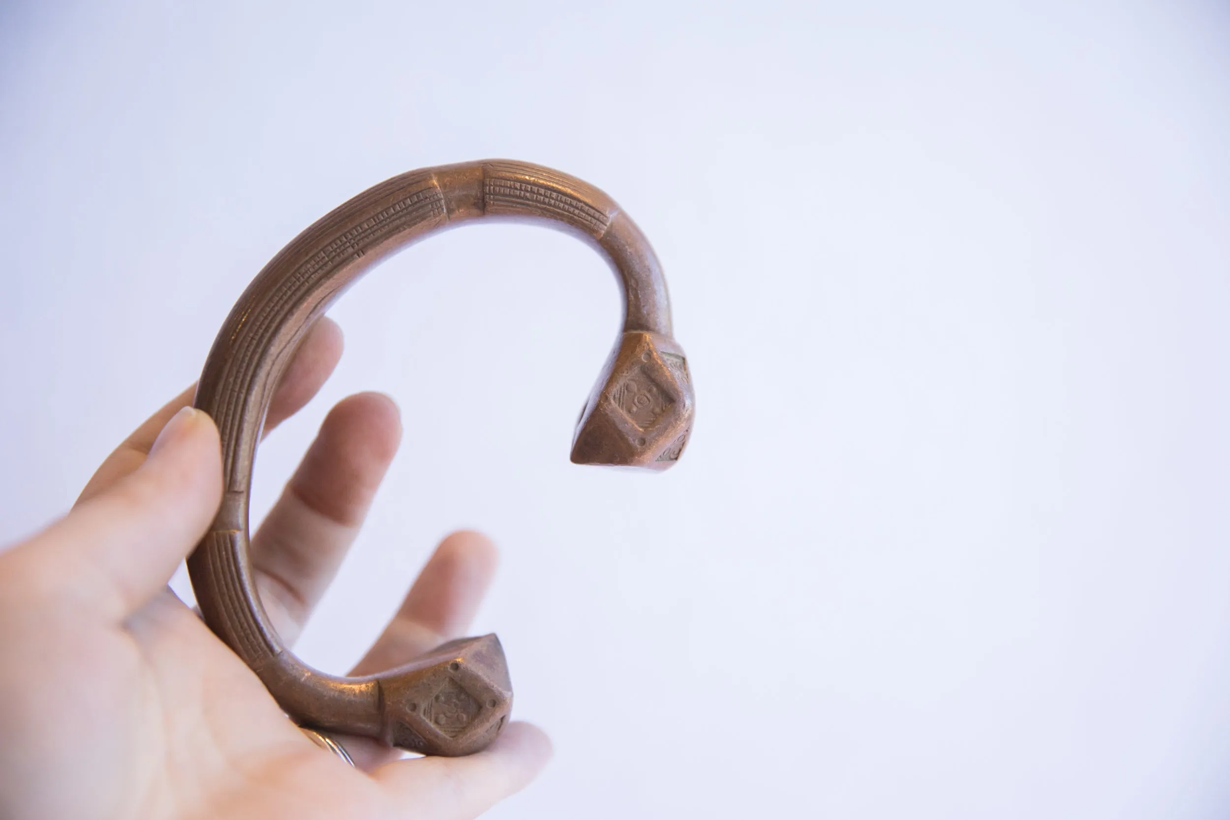 Antique African Geometric Base Copper Cuff Bracelet