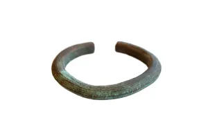 Antique African Oxidized Copper Cuff Bracelet with Striped Detailing
