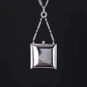Antique Diamond Locket Necklace of Platinum