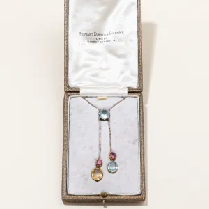 Antique Multi-Gemstone Negligee Necklace | 7.00ctw | 16" |